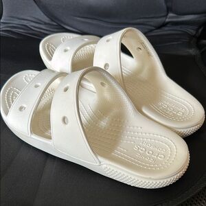 White Crocs Slide Sandals